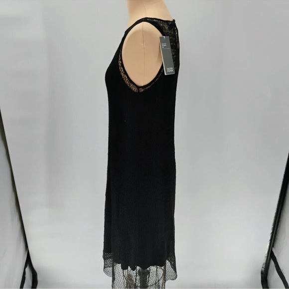 EILEEN FISHER Black Lace Hem Dress crew neck dress new with tags with slip dress - Picture 4 of 10